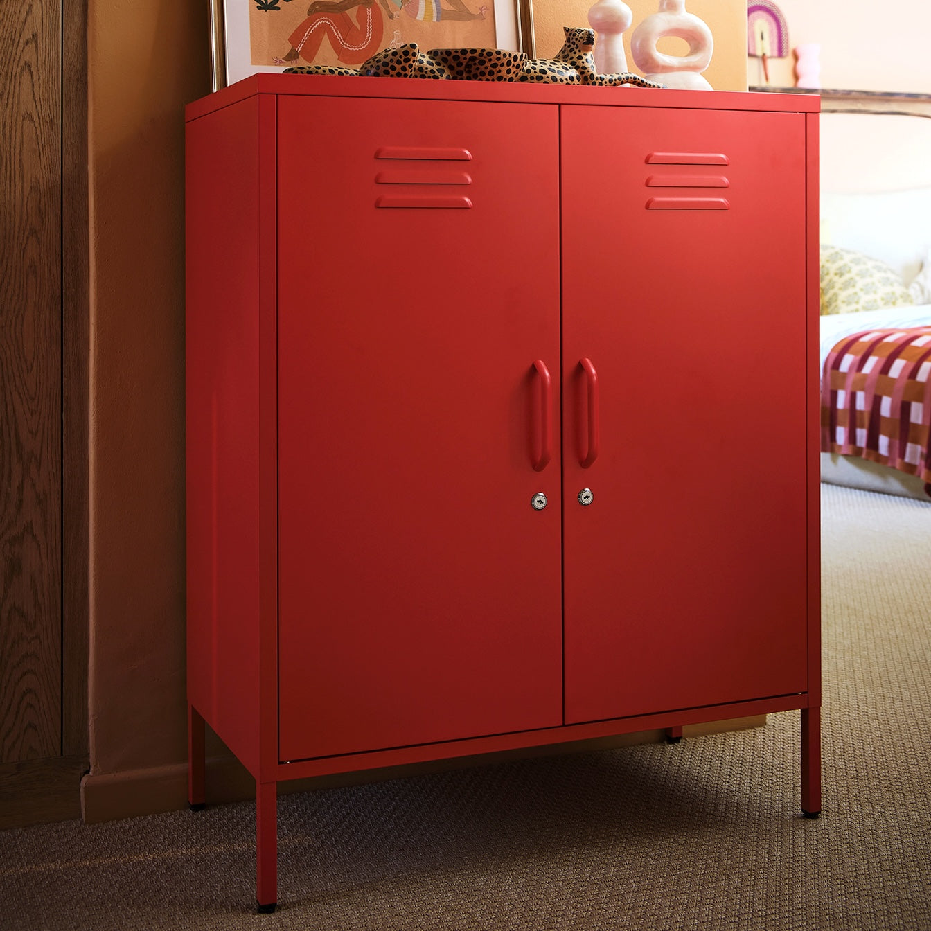Sugar Cube Cabinet - Red Polka