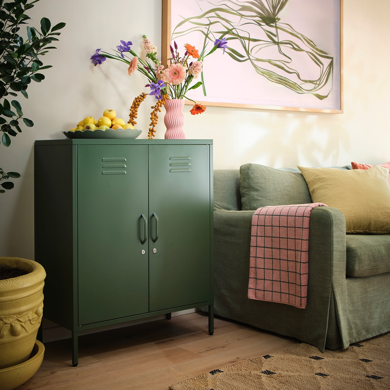 Sugar Cube Cabinet - Dark Olive