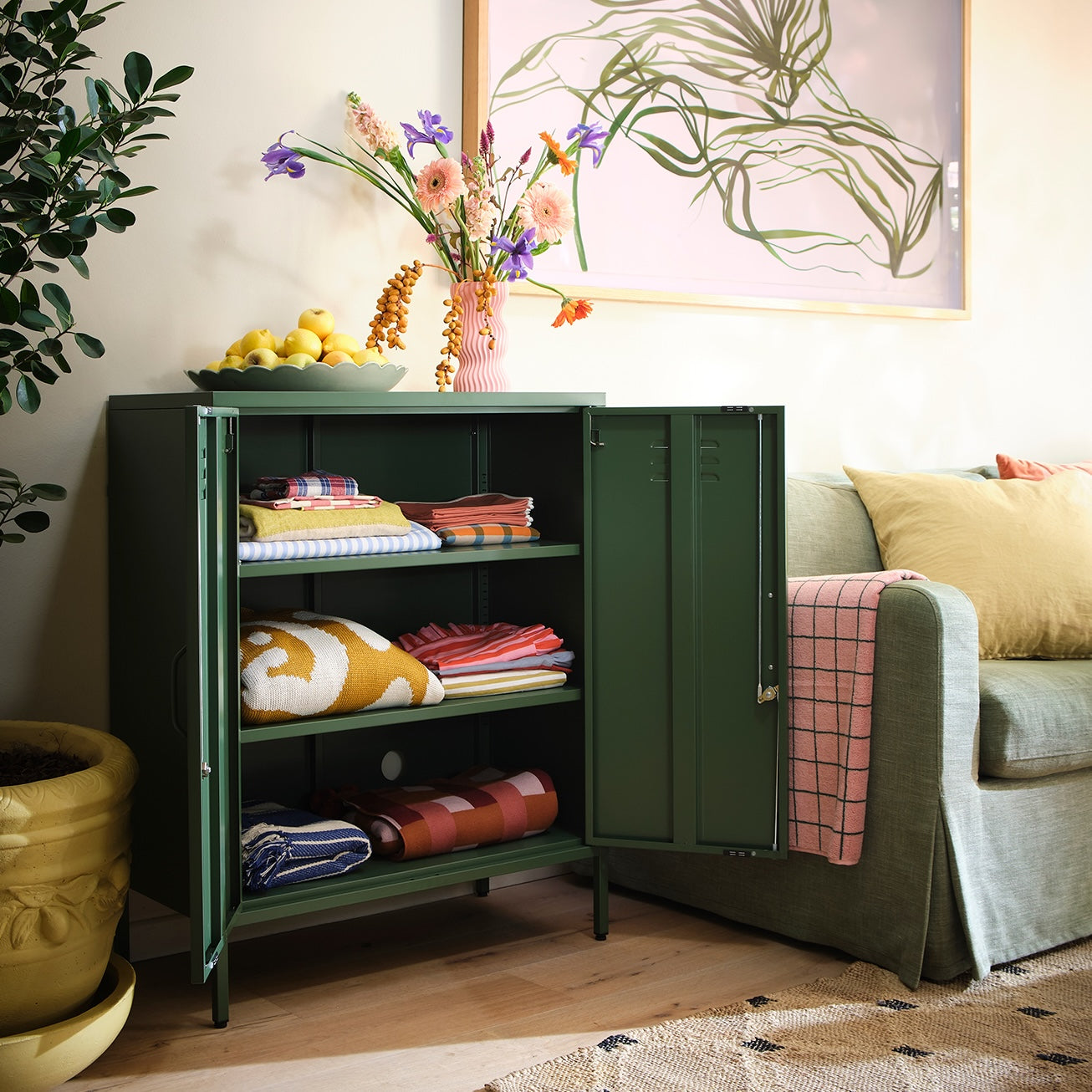 Sugar Cube Cabinet - Dark Olive