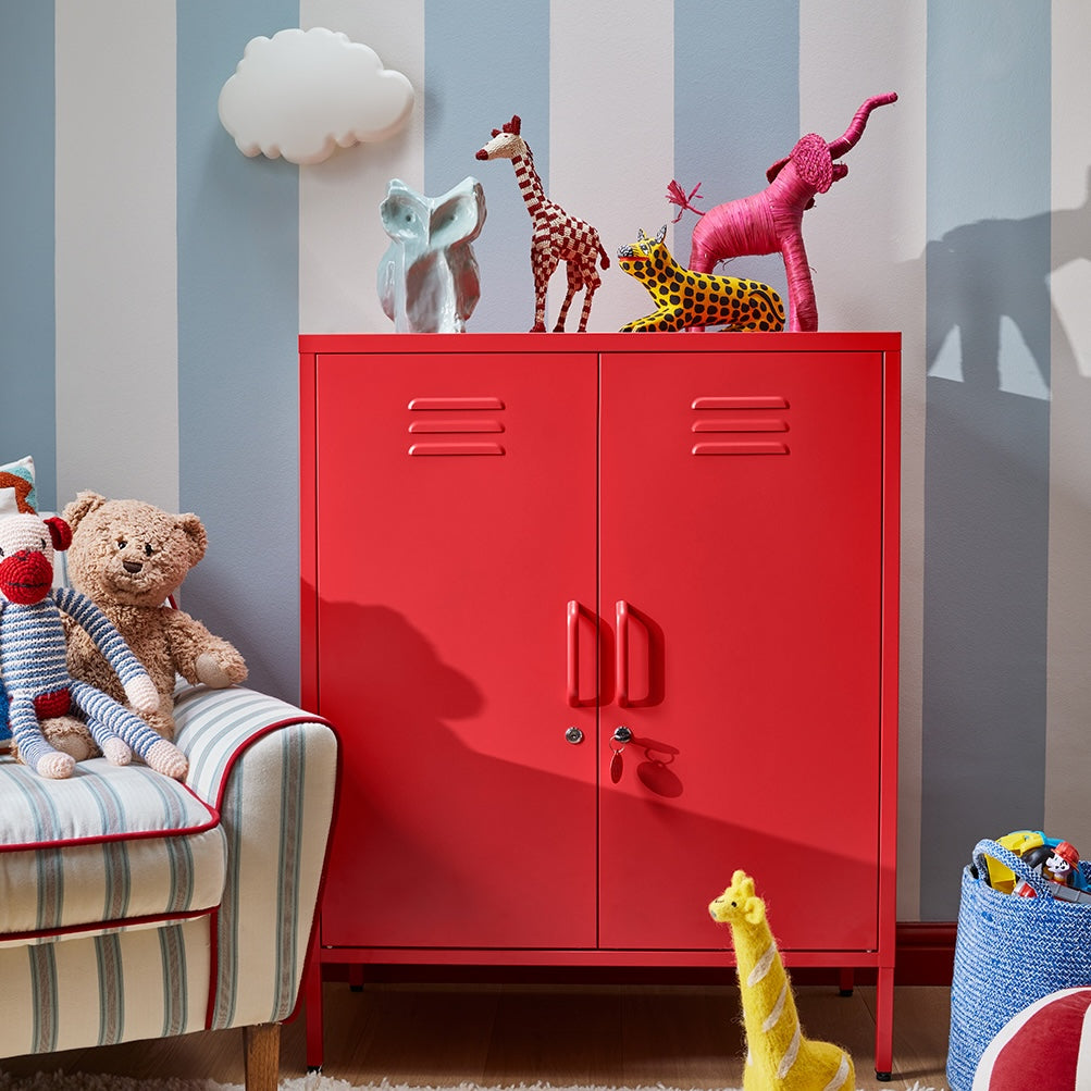 Sugar Cube Cabinet - Red Polka
