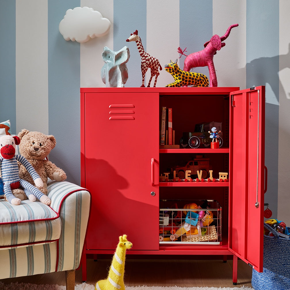 Sugar Cube Cabinet - Red Polka
