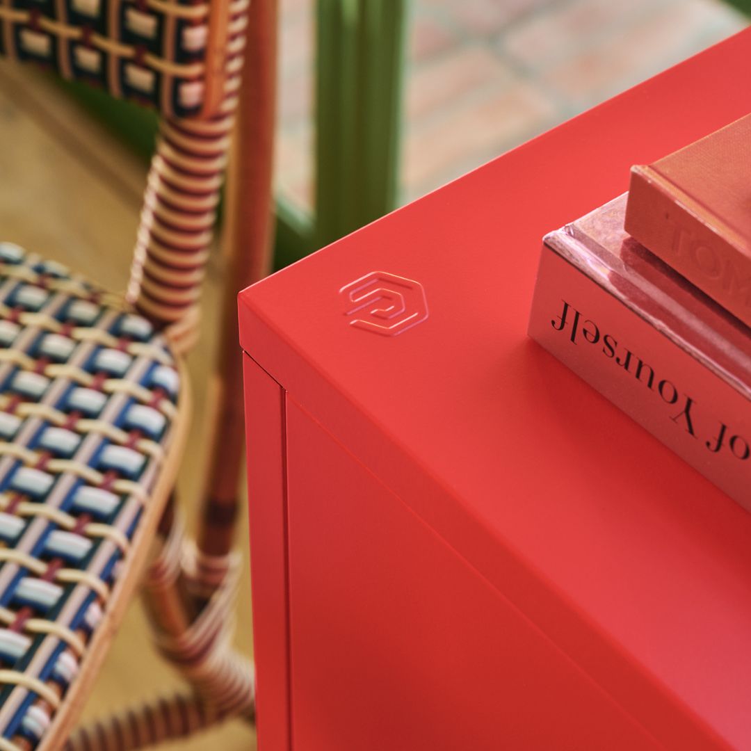 Sugar Cube Media Unit - Red Polka