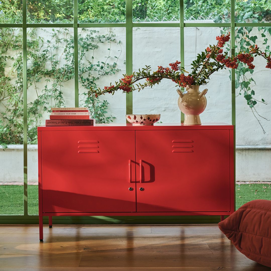 Sugar Cube Media Unit - Red Polka