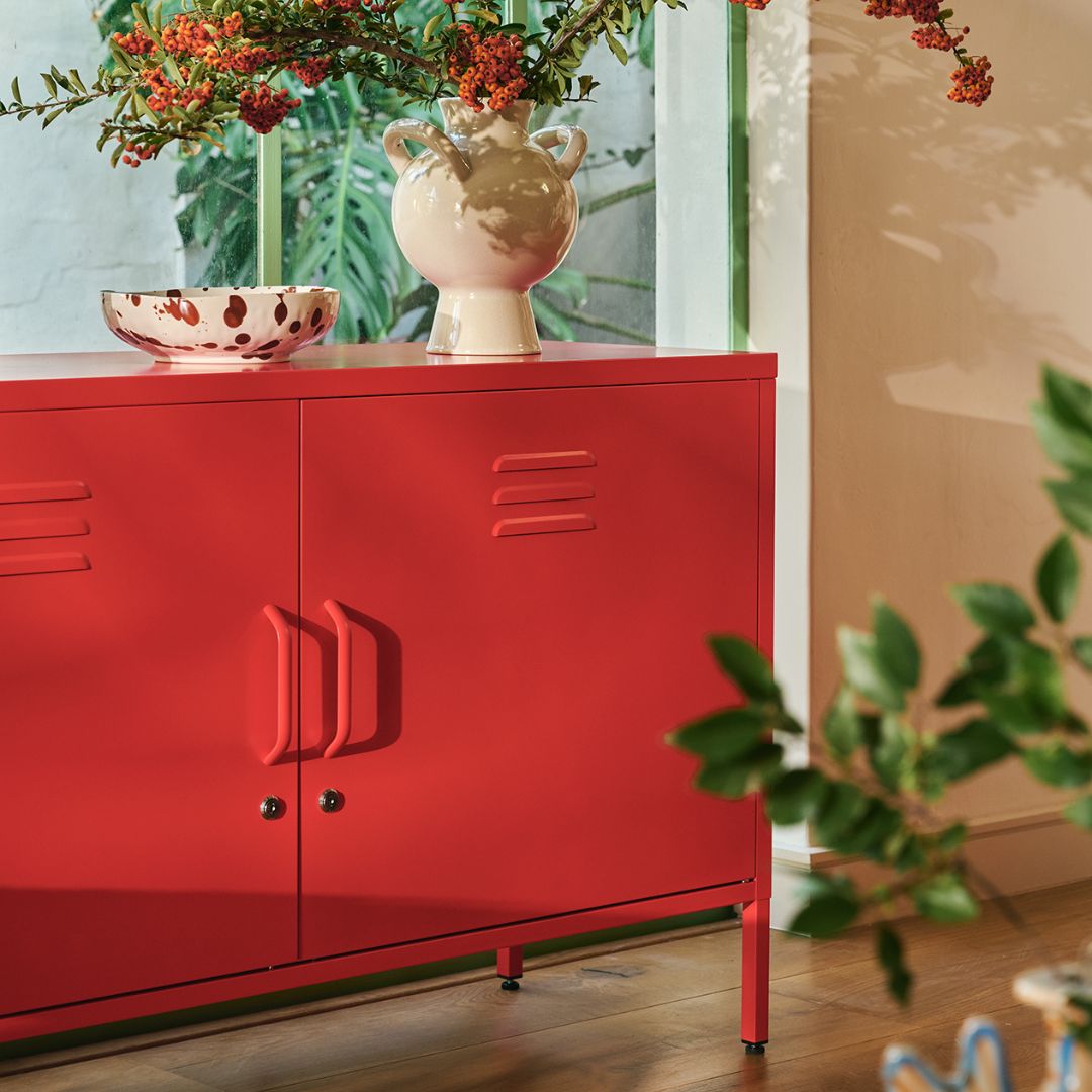 Sugar Cube Media Unit - Red Polka