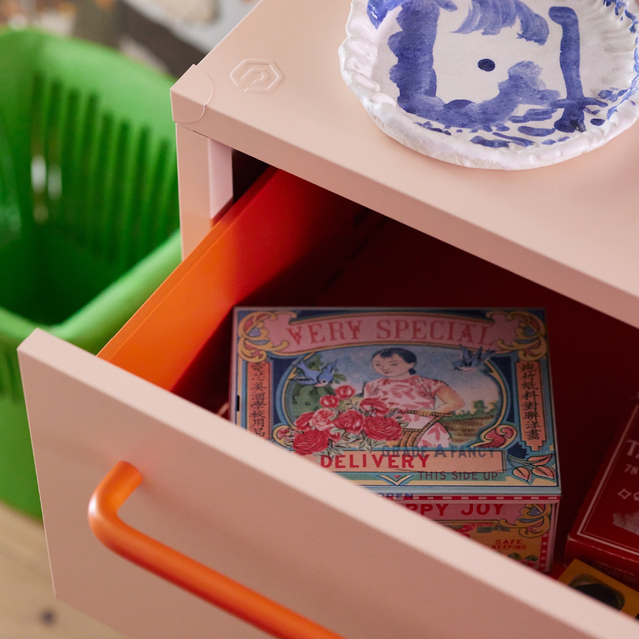 Sprinkles Twin Drawer Side Table - Peach Pop