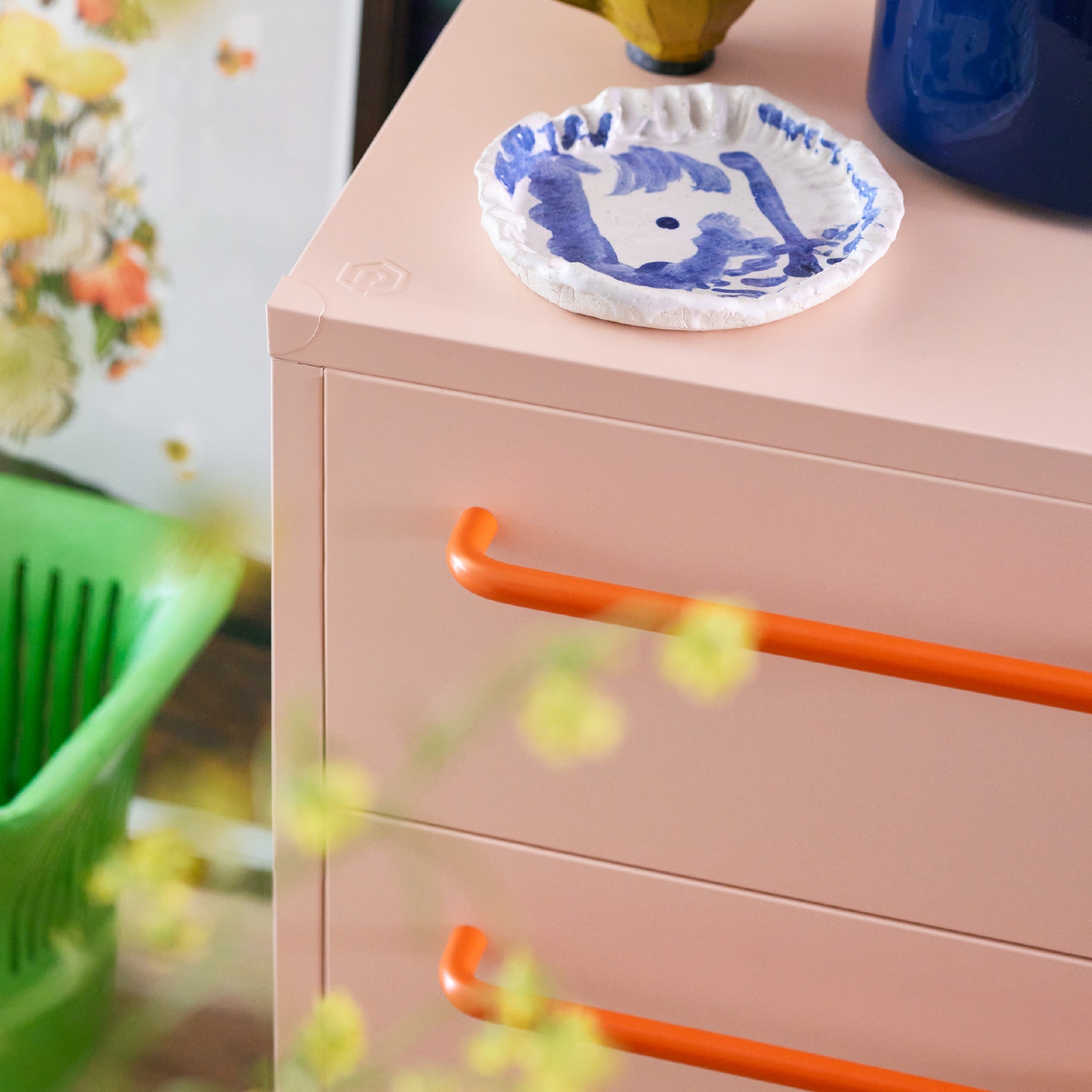 Sprinkles Twin Drawer Side Table - Peach Pop