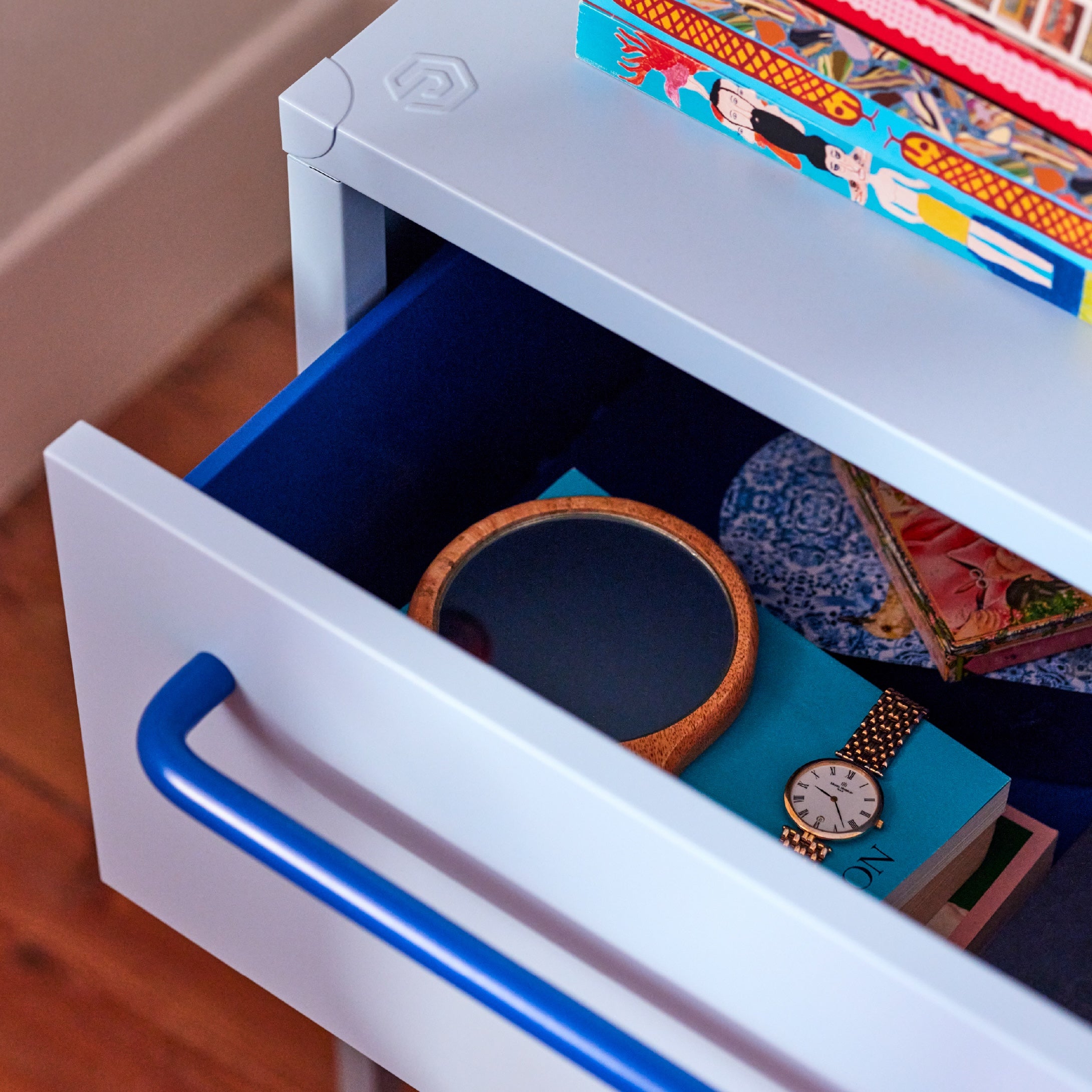 Sprinkles Twin Drawer Side Table - Blueberry Splash