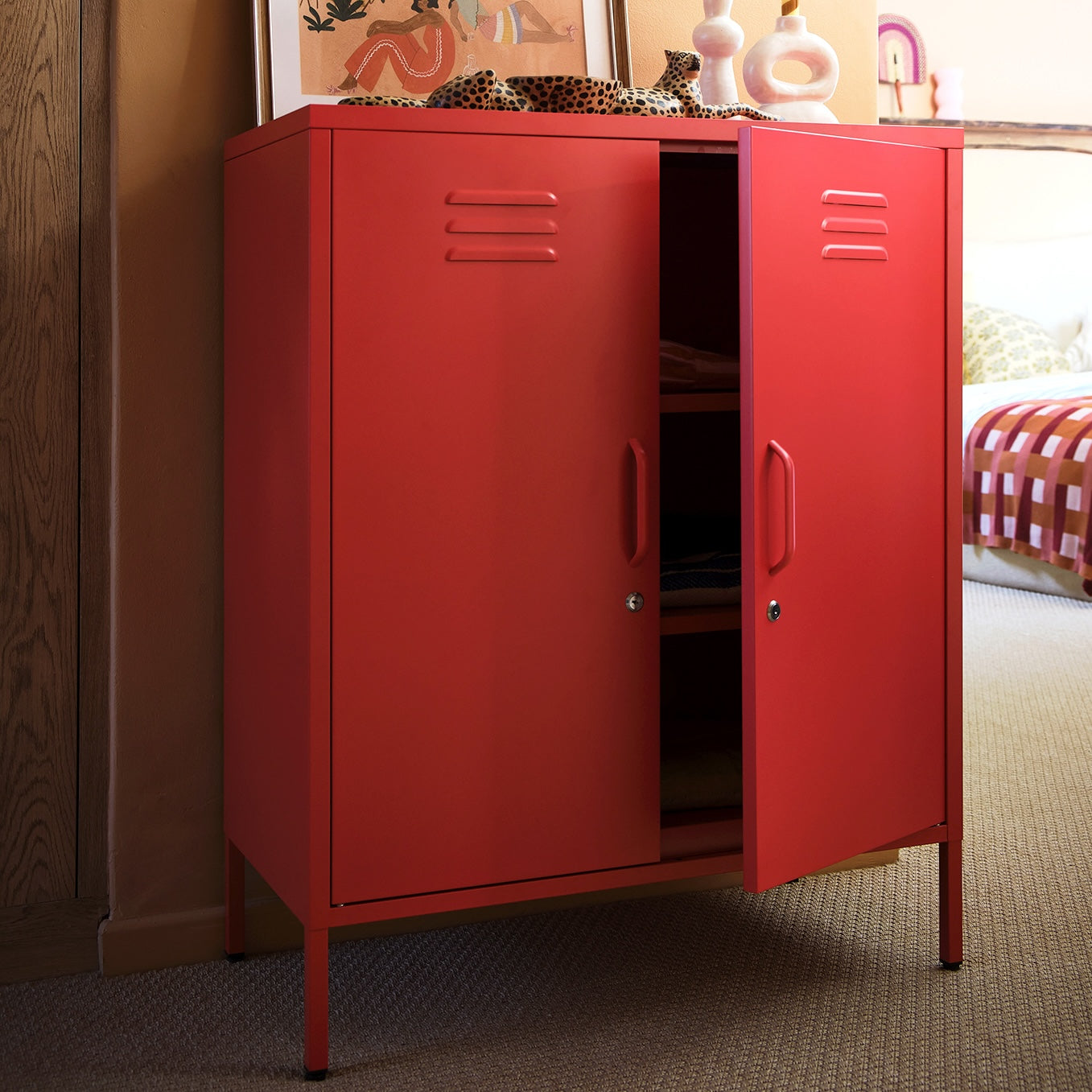 Sugar Cube Cabinet - Red Polka