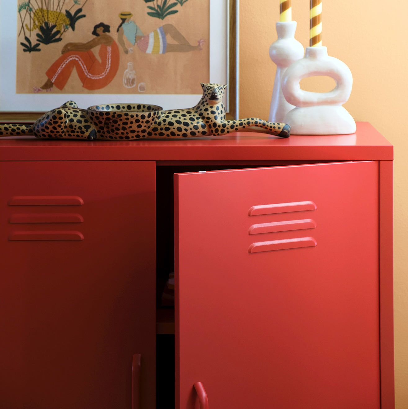 Sugar Cube Cabinet - Red Polka