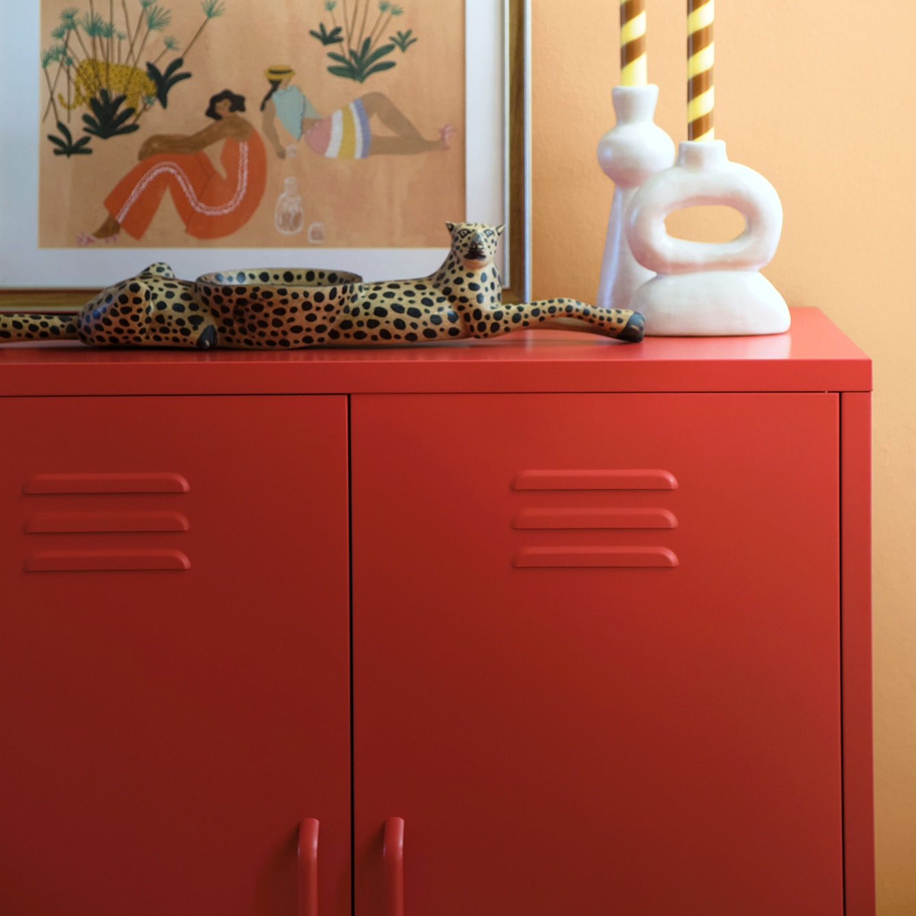 Sugar Cube Cabinet - Red Polka